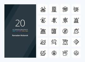 20 Ramadan Outline icon for presentation vector