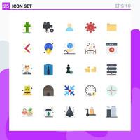 Set of 25 Modern UI Icons Symbols Signs for data folder video setting construction Editable Vector Design Elements