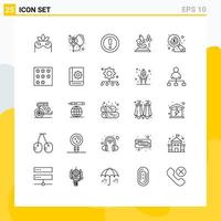 25 Universal Lines Set for Web and Mobile Applications money lab about science support Editable Vector Design Elements