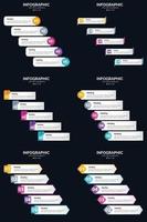 plantilla de diapositiva de presentación del paquete de infografías vectoriales 6 diagramas de ciclo de 5 pasos y líneas de tiempo vector