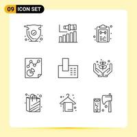 paquete de iconos de vector de stock de 9 signos y símbolos de línea para elementos de diseño de vector editables de marca de tarea de término de datos en papel