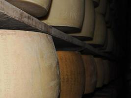 Typical italian cheese Parmigiano Reggiano factory photo