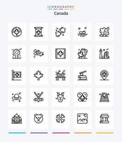 Creative Canada 25 OutLine icon pack  Such As transport. kayak. alpine. canoes. scandinavia vector