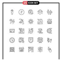 25 Universal Line Signs Symbols of astronomy weather ruble rain science Editable Vector Design Elements