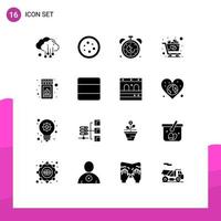 Solid Glyph Pack of 16 Universal Symbols of box shopping discount love limited Editable Vector Design Elements