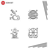 4 Universal Line Signs Symbols of experiment light science website love Editable Vector Design Elements