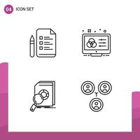 User Interface Pack of 4 Basic Filledline Flat Colors of file analysis pencil color scheme financial Editable Vector Design Elements