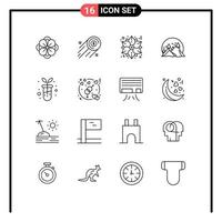 paquete de iconos de vector de stock de 16 signos y símbolos de línea para elementos de diseño de vector editables de naturaleza de navidad de montaña biológica