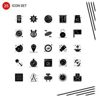 25 Thematic Vector Solid Glyphs and Editable Symbols of cap autumn cd bathroom home Editable Vector Design Elements