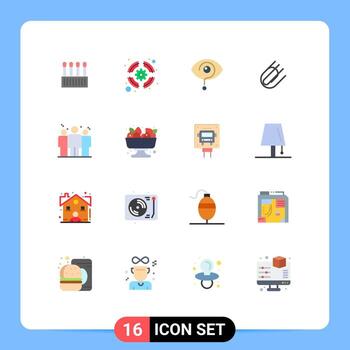 User Interface Pack of 16 Basic Flat Colors of business clip curious attach mark Editable Pack of Creative Vector Design Elements