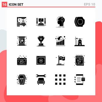 16 User Interface Solid Glyph Pack of modern Signs and Symbols of fruits food composer apricot juice sound Editable Vector Design Elements