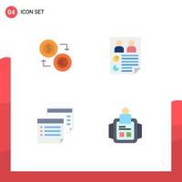 Modern Set of 4 Flat Icons and symbols such as exchange page dollar financial report Editable Vector Design Elements