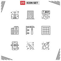 Group of 9 Modern Outlines Set for erroneously care sale building hospital Editable Vector Design Elements