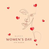 diseño de plantilla del día internacional de la mujer con arte de línea de cara de mujer vector