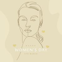 diseño de plantilla del día internacional de la mujer con arte de línea de cara de mujer vector