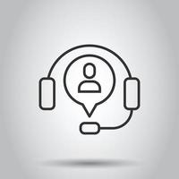 Helpdesk icon in flat style. Headphone vector illustration on white isolated background. Chat operator business concept.