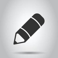 Pencil icon in flat style. Pen vector illustration on white isolated background. Drawing business concept.