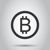 Bitcoin icon in flat style. Blockchain vector illustration on white isolated background. Cryptocurrency business concept.