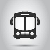 Bus icon in flat style. Coach car vector illustration on white isolated background. Autobus business concept.