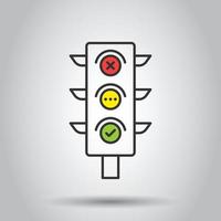 Semaphore icon in flat style. Traffic light vector illustration on white isolated background. Crossroads business concept.