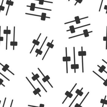 Control volume icon in flat style. Audio adjusting sign vector illustration on white isolated background. Filter seamless pattern business concept.