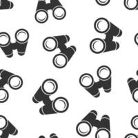 Binocular icon in flat style. Search vector illustration on white isolated background. Zoom seamless pattern business concept.