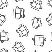 Bus icon in flat style. Coach vector illustration on white isolated background. Autobus vehicle seamless pattern business concept.