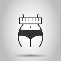 Weight loss icon in flat style. Belly vector illustration on white isolated background. Athletic waist business concept.