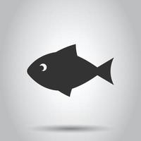 Fish icon in flat style. Seafood vector illustration on white isolated background. Sea animal business concept.