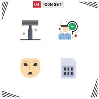 4 Universal Flat Icons Set for Web and Mobile Applications beauty emotion salon time card Editable Vector Design Elements