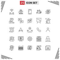 Set of 25 Modern UI Icons Symbols Signs for view sun mobile mountain hill Editable Vector Design Elements