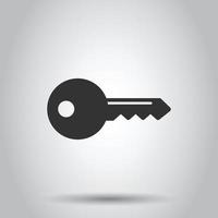 Key icon in flat style. Password vector illustration on white isolated background. Access business concept.