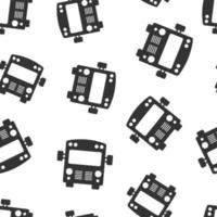 Bus icon in flat style. Coach car vector illustration on white isolated background. Autobus seamless pattern business concept.