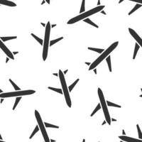 Plane icon in flat style. Airplane vector illustration on white isolated background. Flight airliner seamless pattern business concept.