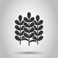 Wheat icon in flat style. Barley vector illustration on white isolated background. Harvest stem business concept.