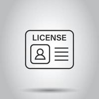 Driver license icon in flat style. Id card vector illustration on white isolated background. Identity business concept.