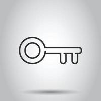 Key icon in flat style. Password vector illustration on white isolated background. Access business concept.