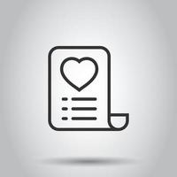 Wishlist icon in flat style. Like document vector illustration on white isolated background. Favorite list business concept.
