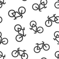 Bicycle icon in flat style. Bike vector illustration on white isolated background. Cycle travel seamless pattern business concept.