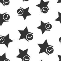 Check mark with star icon in flat style. Add to favorite vector illustration on white isolated background. Bookmark seamless pattern business concept.