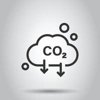 Co2 icon in flat style. Emission vector illustration on white isolated background. Gas reduction business concept.