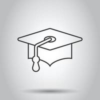 Graduation hat icon in flat style. Student cap vector illustration on white isolated background. University business concept.