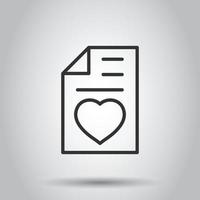 Wishlist icon in flat style. Like document vector illustration on white isolated background. Favorite list business concept.