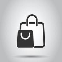 icono de bolsa de compras en estilo plano. Ilustración de vector de signo de bolso sobre fondo blanco aislado. concepto de negocio de paquete.