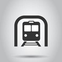 Metro icon in flat style. Train subway vector illustration on white isolated background. Railroad cargo business concept.