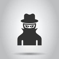 Fraud hacker icon in flat style. Spy vector illustration on isolated background. Cyber defend business concept.