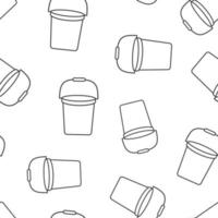 Bucket icon in flat style. Garbage pot vector illustration on white isolated background. Pail seamless pattern business concept.