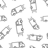 Truck icon in flat style. Auto delivery vector illustration on white isolated background. Lorry automobile seamless pattern business concept.