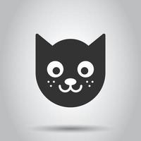 Cat head icon in flat style. Cute pet vector illustration on white isolated background. Animal business concept.