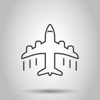 Plane icon in flat style. Airplane vector illustration on white isolated background. Flight airliner business concept.